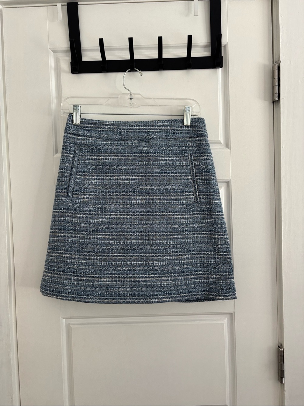 LOFT Blue Textured Tweed Mini Skirt